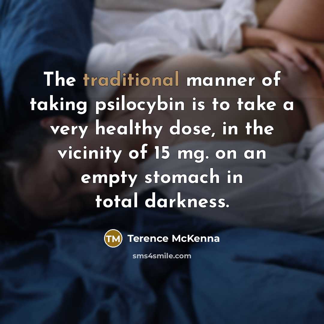 “The traditional manner of taking psilocybin is to take a…” quote by Terence McKenna
