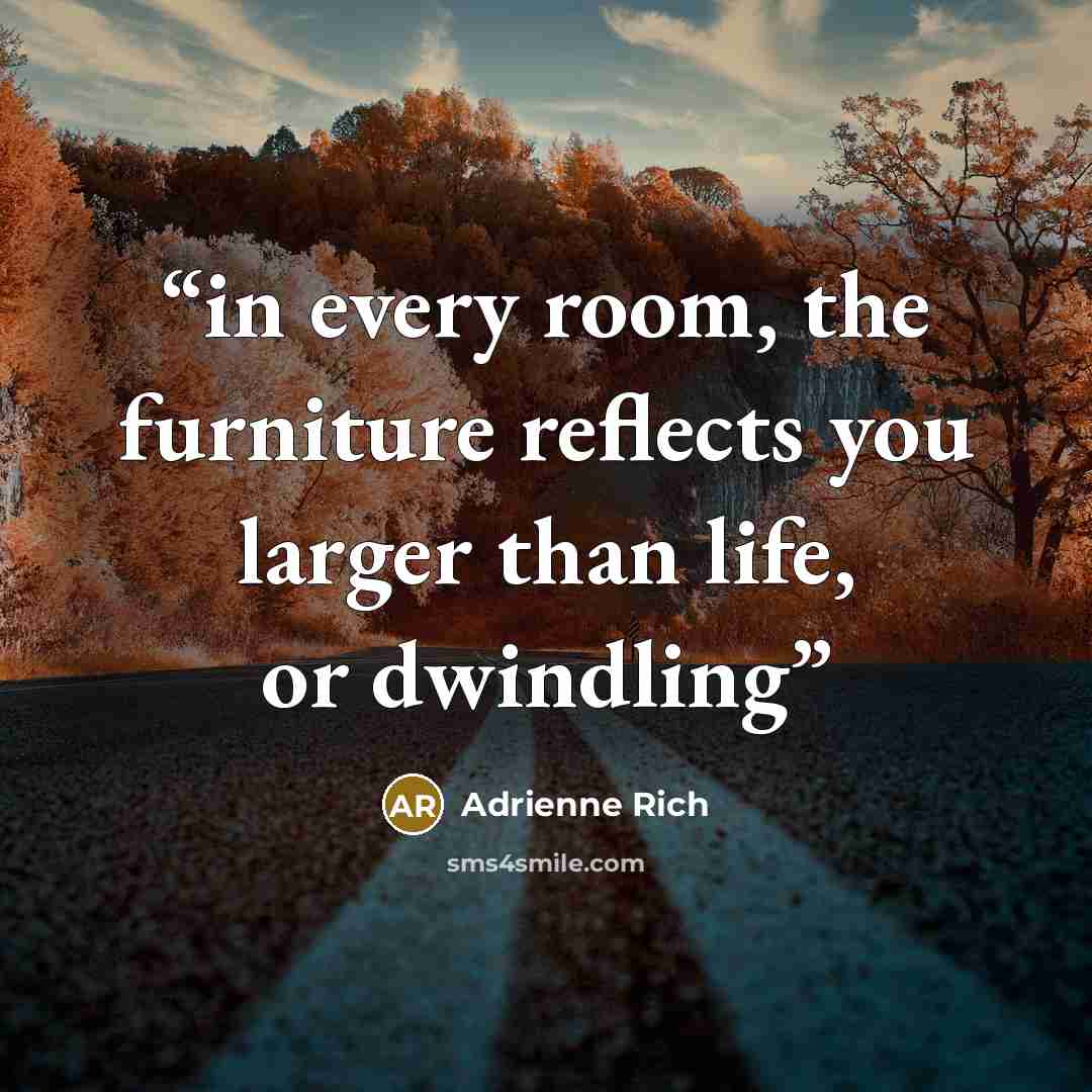 “in every room, the furniture reflects you larger than life, or dwindling” quote by Adrienne Rich