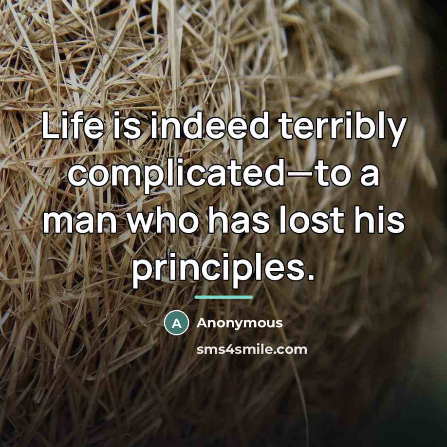 “Life is indeed terribly complicated—to a man who has lost…” quote by Anonymous