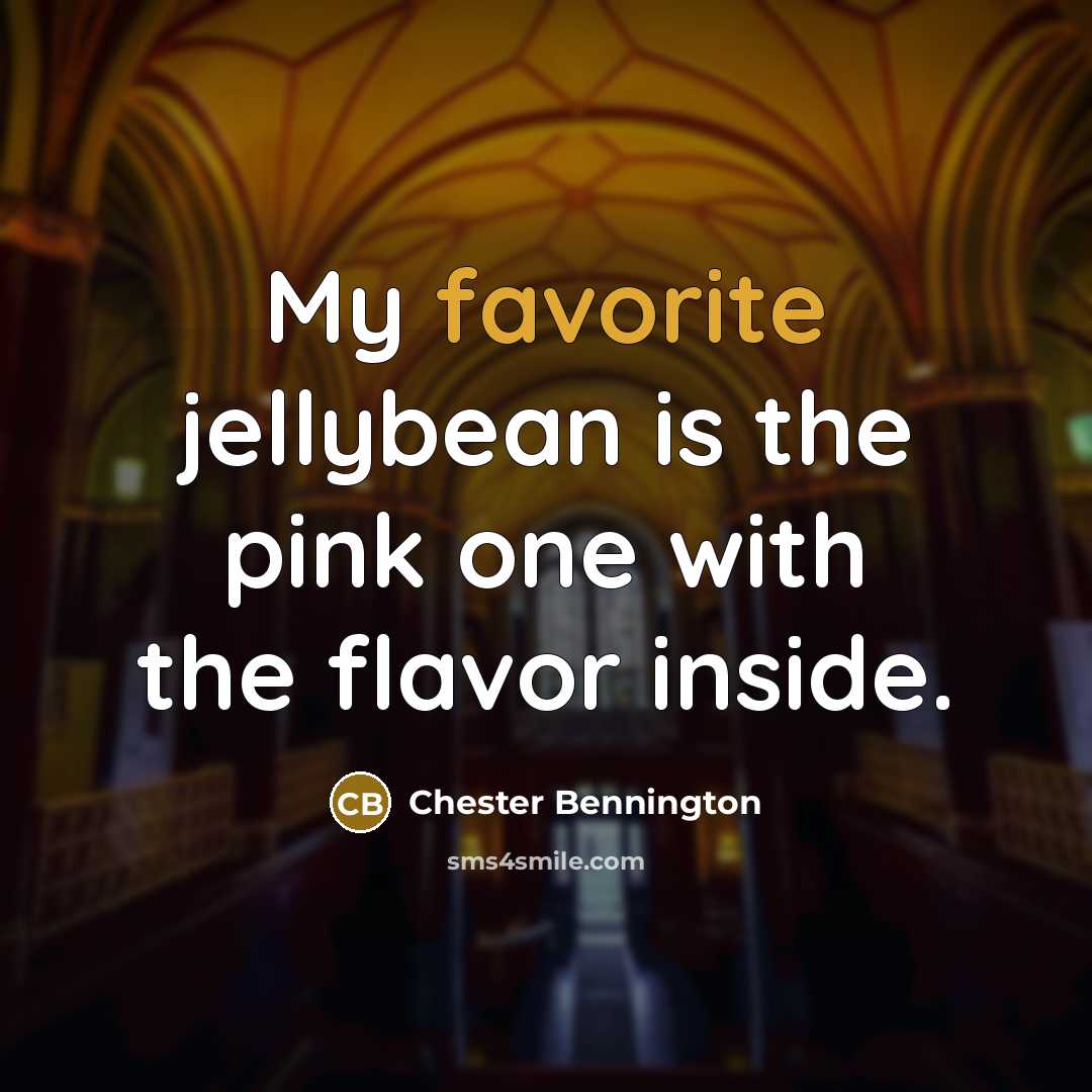 “My favorite jellybean is the pink one with the flavor…” quote by Chester Bennington