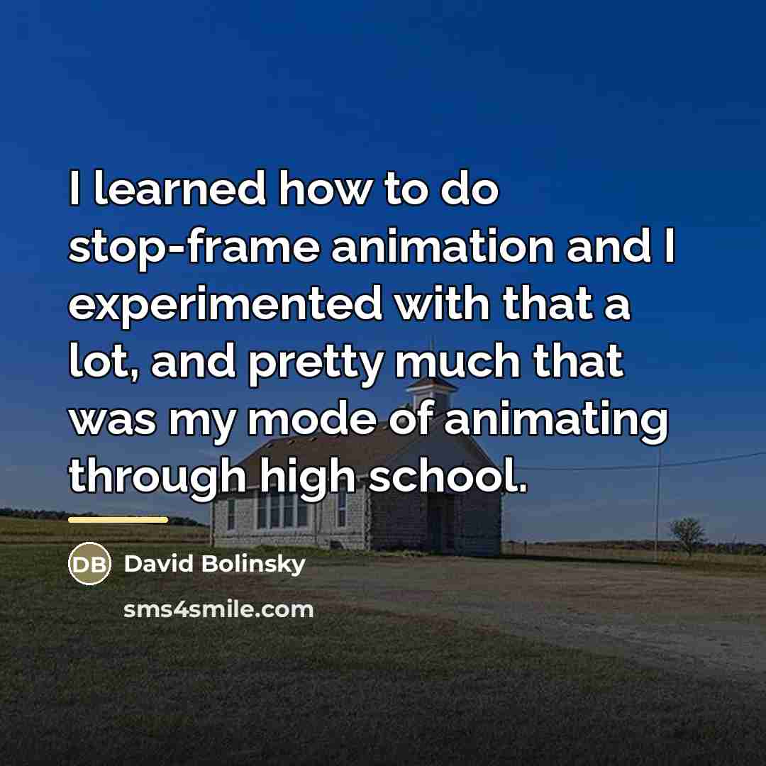 “I learned how to do stop-frame animation and I experimented…” quote by David Bolinsky