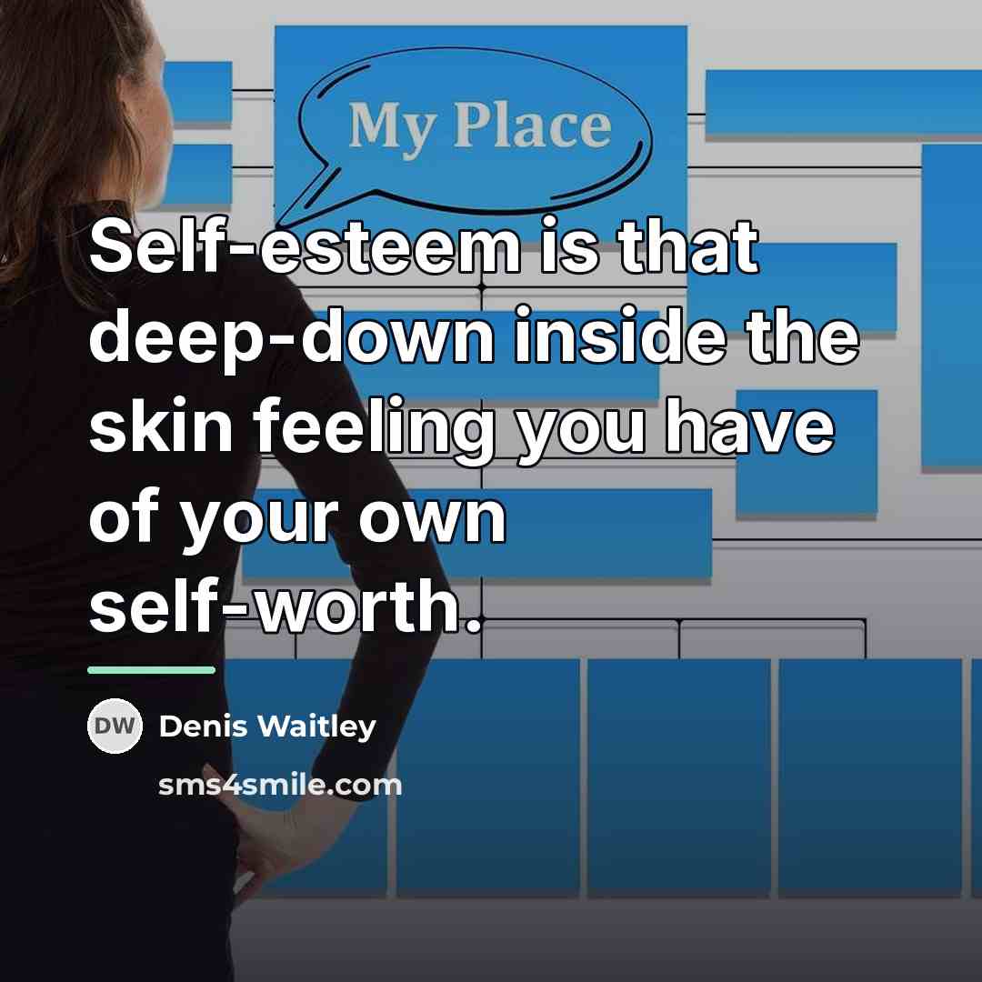 “Self-esteem is that deep-down inside the skin feeling you have…” quote by Denis Waitley