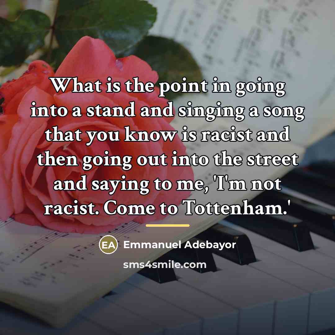 “What is the point in going into a stand and…” quote by Emmanuel Adebayor