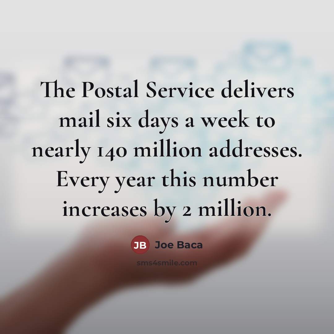 “The Postal Service delivers mail six days a week to…” quote by Joe Baca