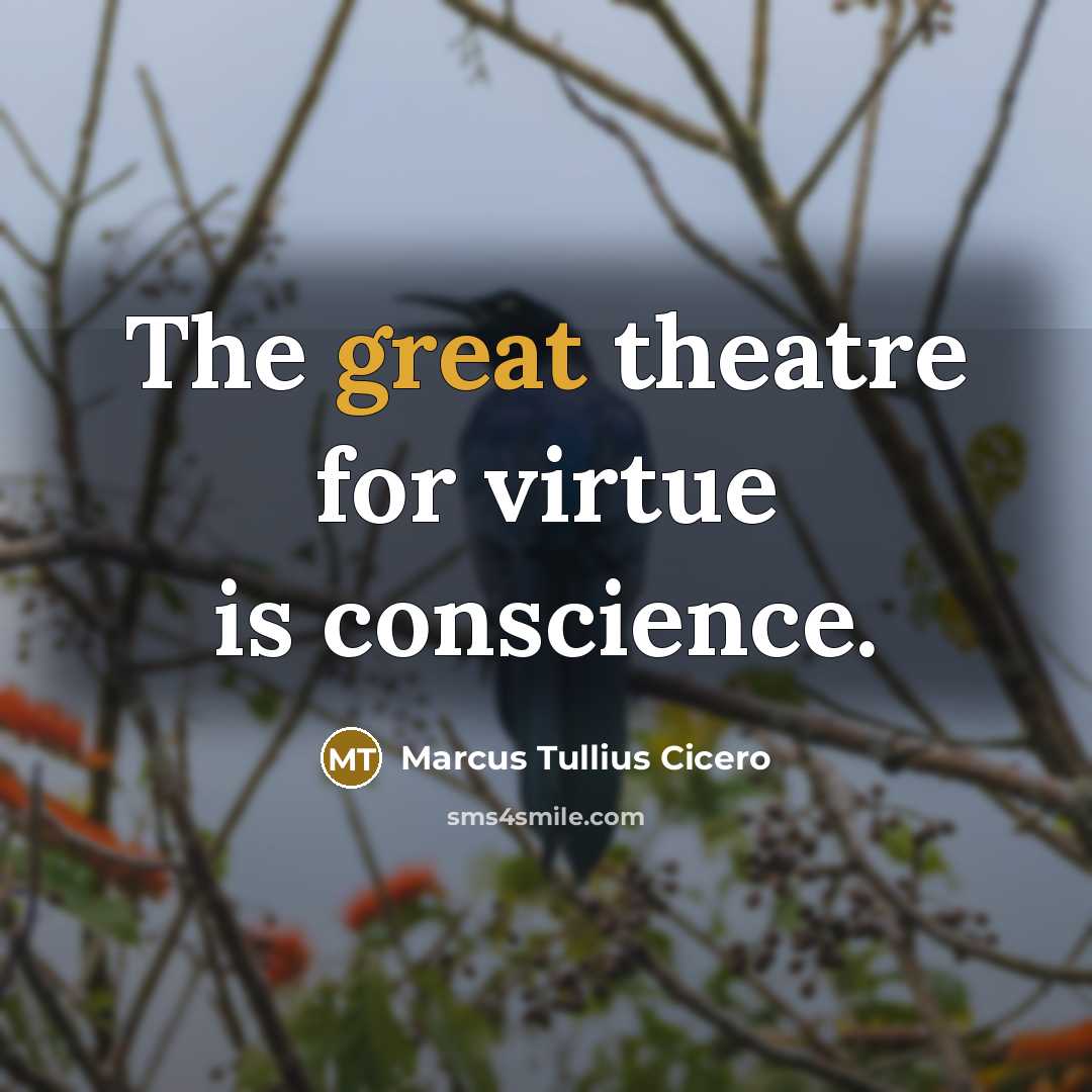 “The great theatre for virtue is conscience.…” quote by Marcus Tullius Cicero
