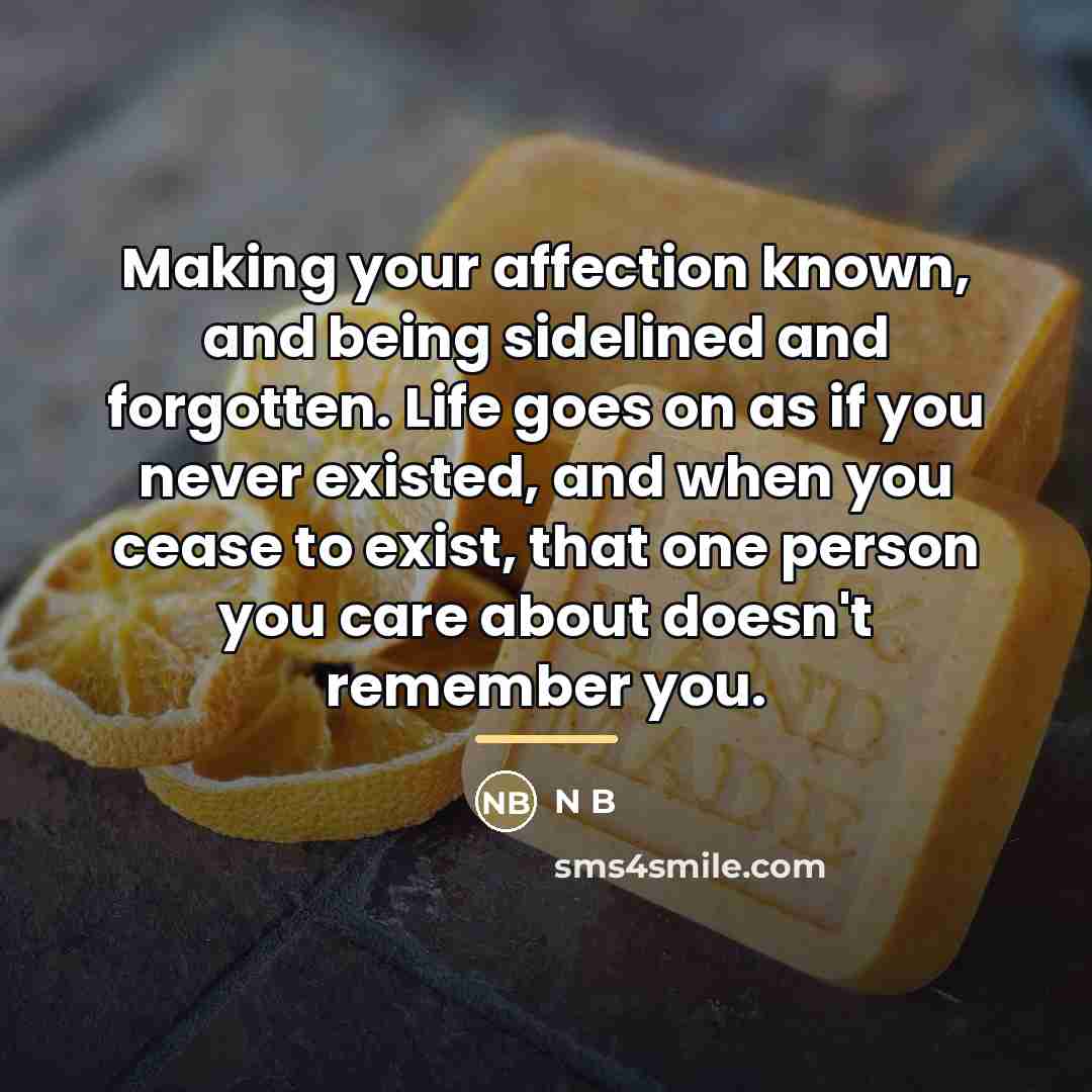 “Making your affection known, and being sidelined and forgotten. Life…” quote by Anonymous