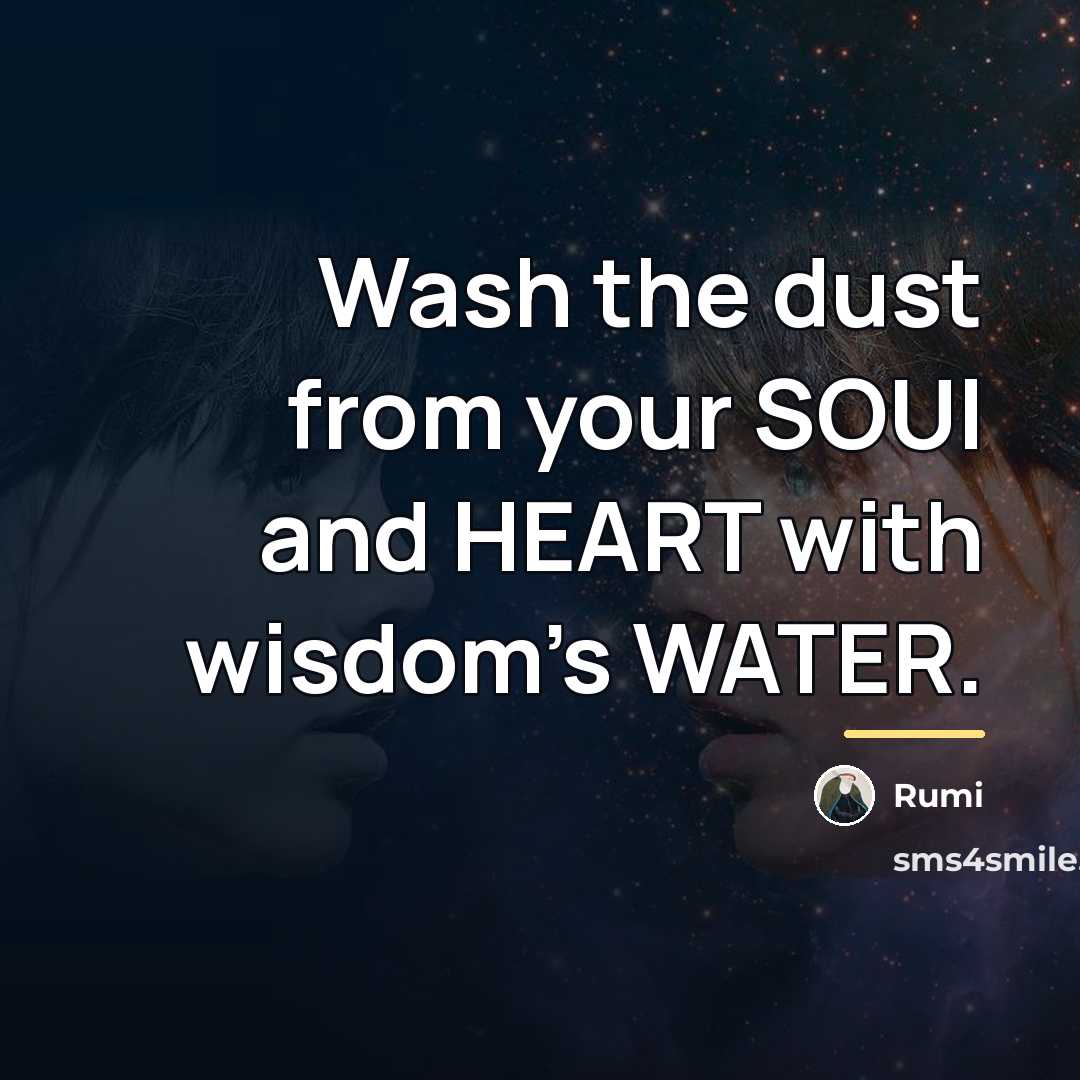 “Wash the dust from your SOUl and HEART with wisdom's…” quote by Rumi