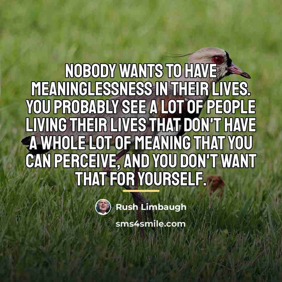 “Nobody wants to have meaninglessness in their lives. You probably…” quote by Rush Limbaugh