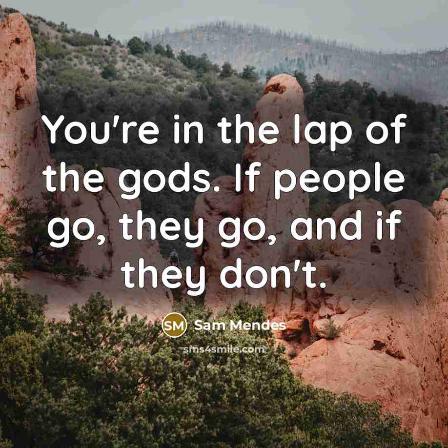 “You're in the lap of the gods. If people go,…” quote by Sam Mendes