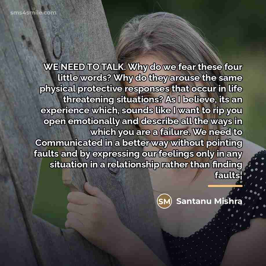 “WE NEED TO TALK. Why do we fear these four…” quote by Santanu Mishra