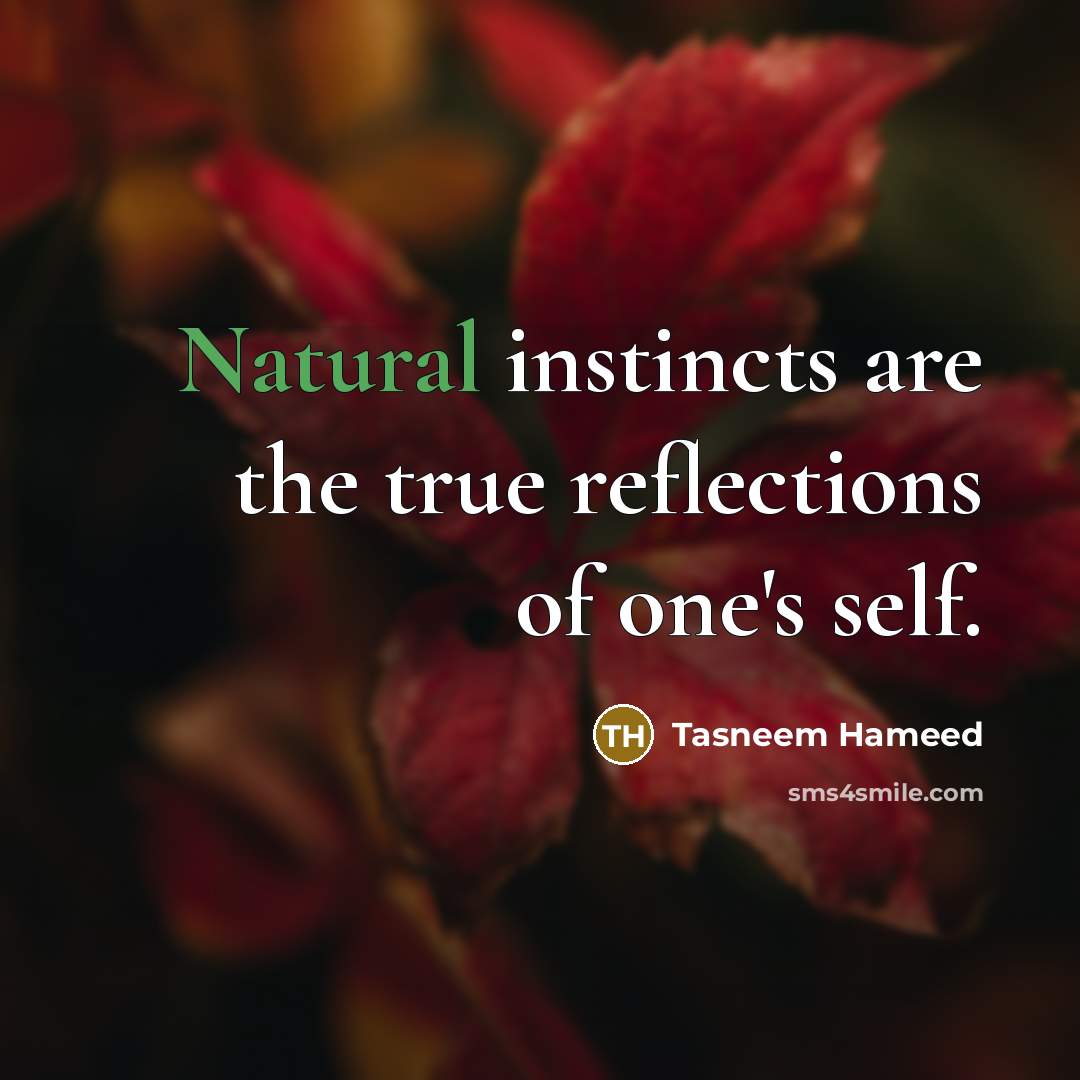 “Natural instincts are the true reflections of one's self.…” quote by Tasneem Hameed
