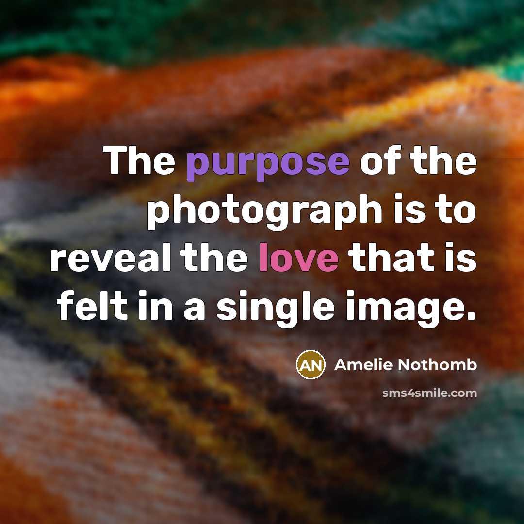 “The purpose of the photograph is to reveal the love…” quote by Amelie Nothomb