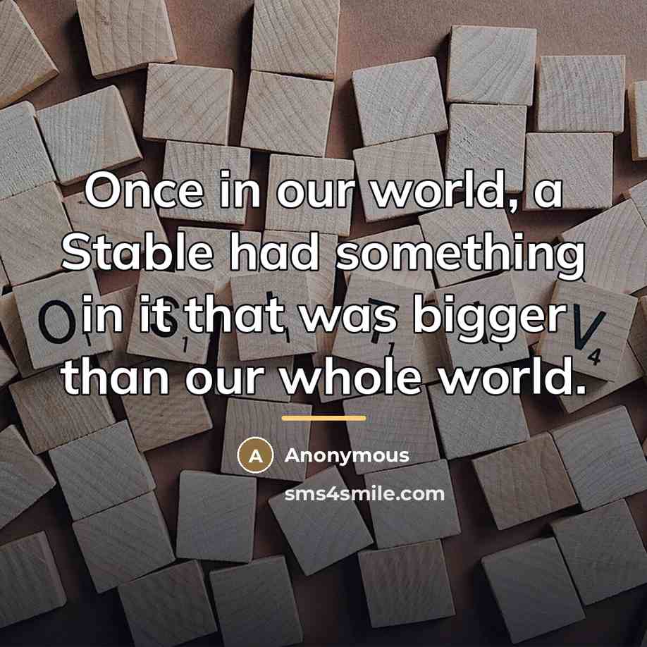 “Once in our world, a Stable had something in it…” quote by Anonymous