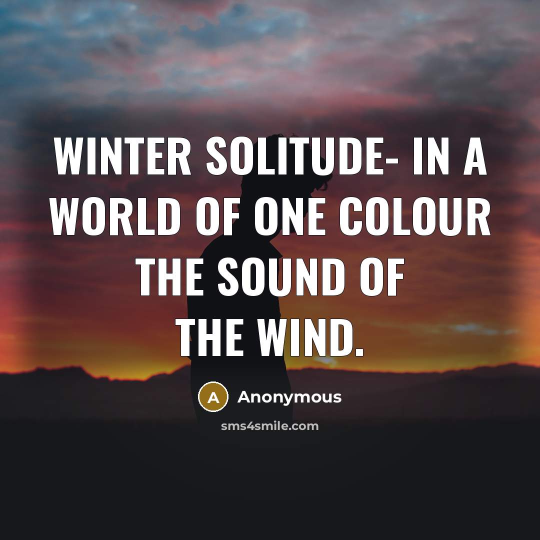 “Winter solitude- in a world of one colour the sound…” quote by Anonymous