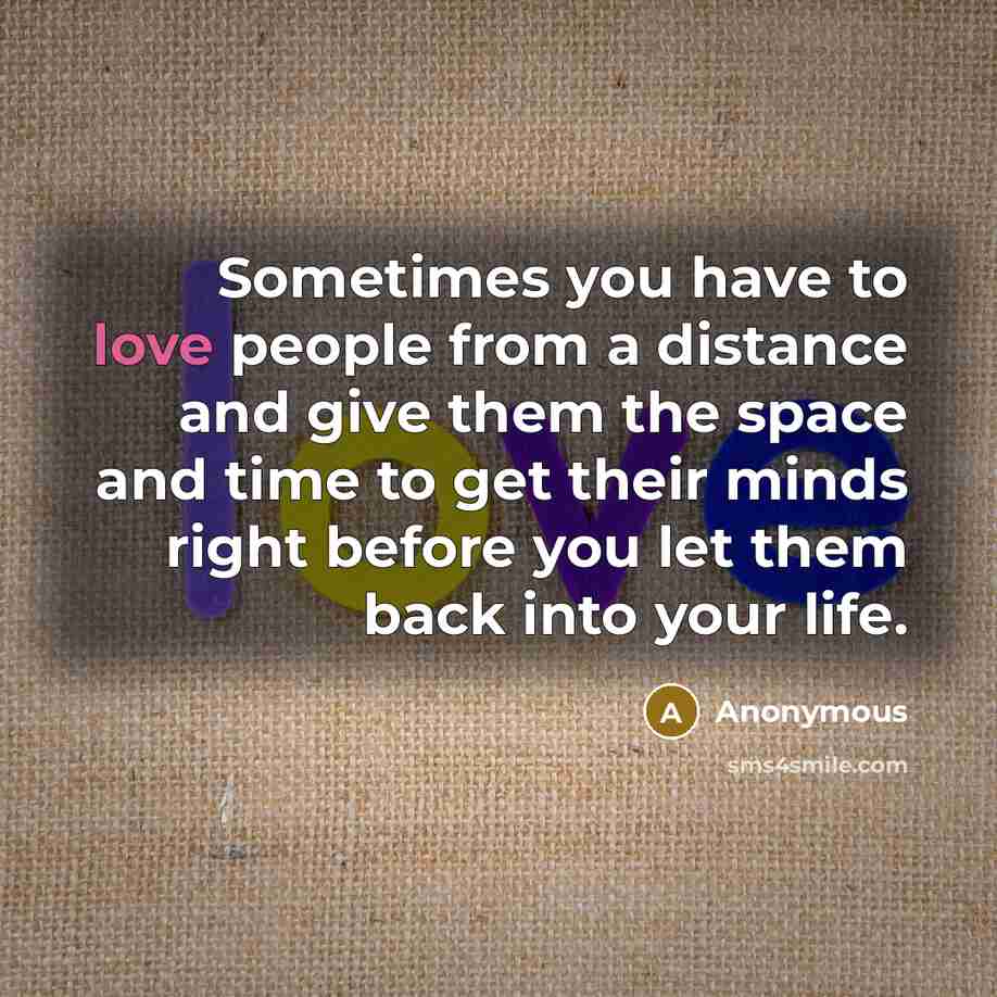 “Sometimes you have to love people from a distance and…” quote by Anonymous