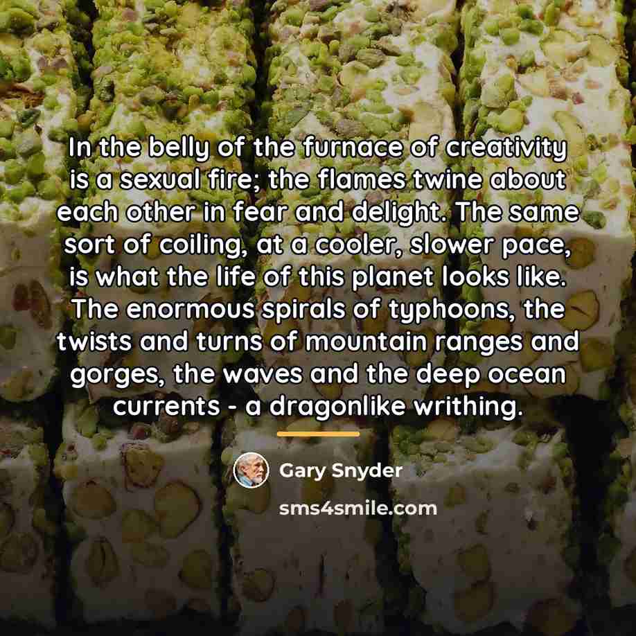 “In the belly of the furnace of creativity is a…” quote by Gary Snyder