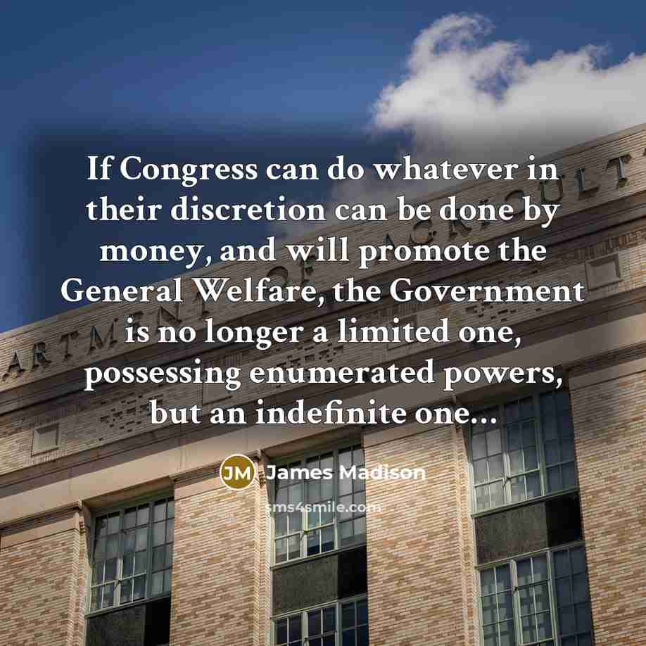 “If Congress can do whatever in their discretion can be…” quote by James Madison