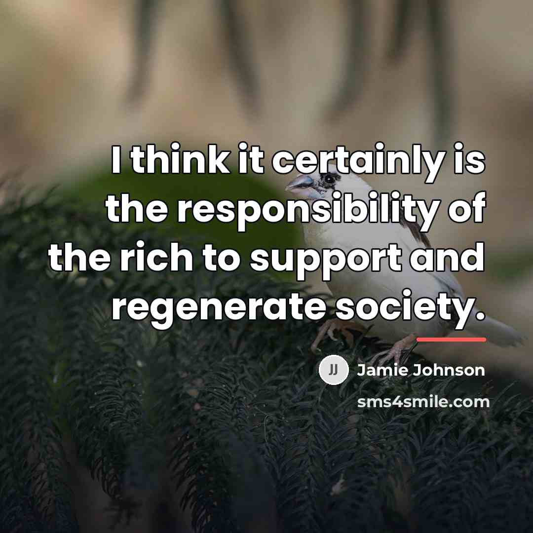 “I think it certainly is the responsibility of the rich…” quote by Jamie Johnson