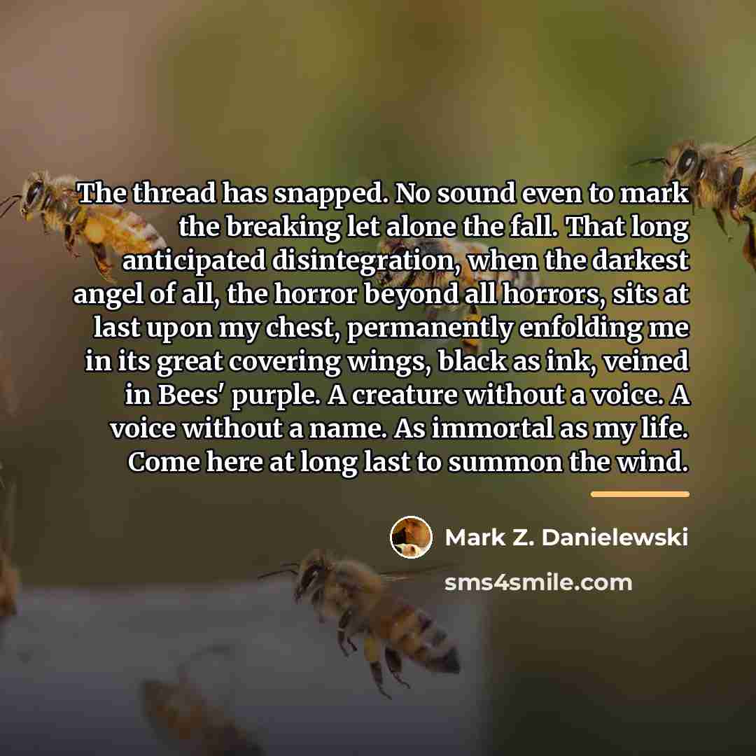 “The thread has snapped. No sound even to mark the…” quote by Mark Z. Danielewski