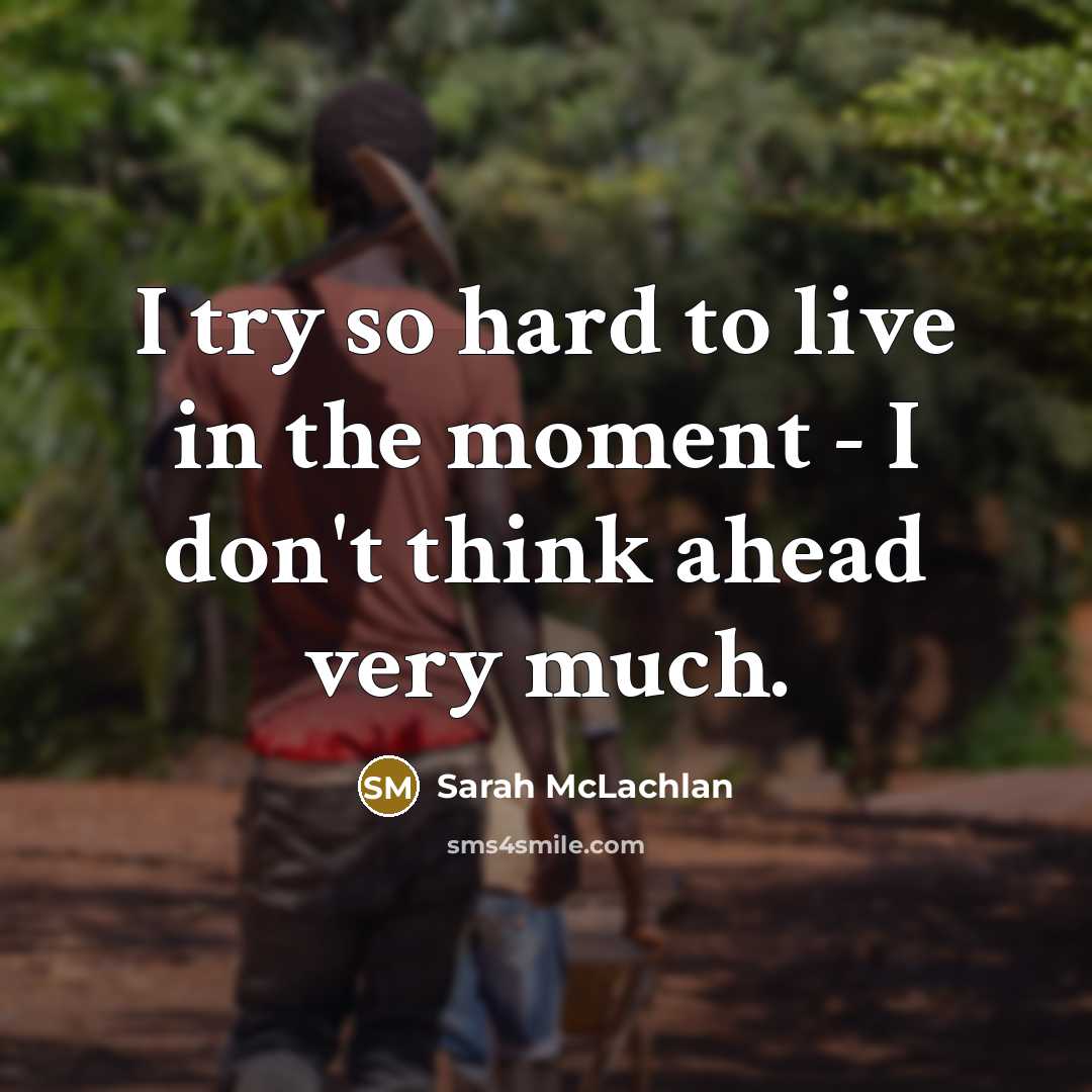 “I try so hard to live in the moment -…” quote by Sarah McLachlan