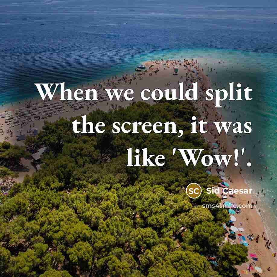 “When we could split the screen, it was like 'Wow!'.” quote by Sid Caesar