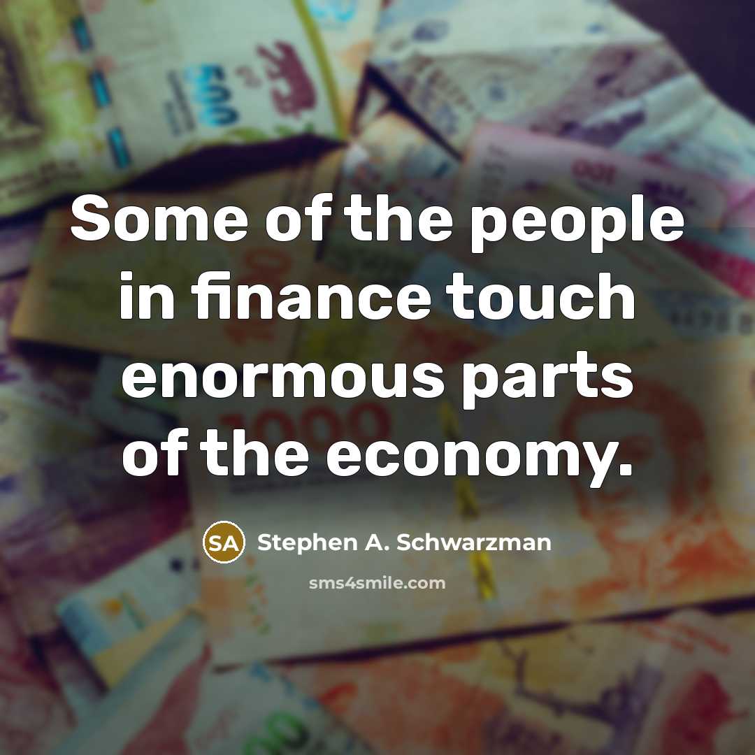 “Some of the people in finance touch enormous parts of…” quote by Stephen A. Schwarzman