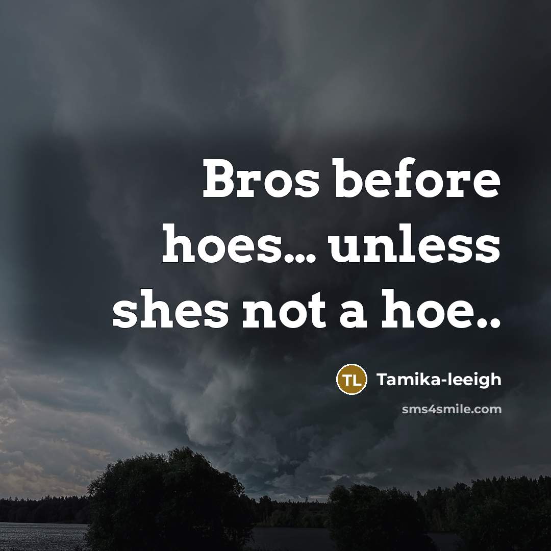 “Bros before hoes.... unless shes not a hoe..…” quote by Tamika-leeigh