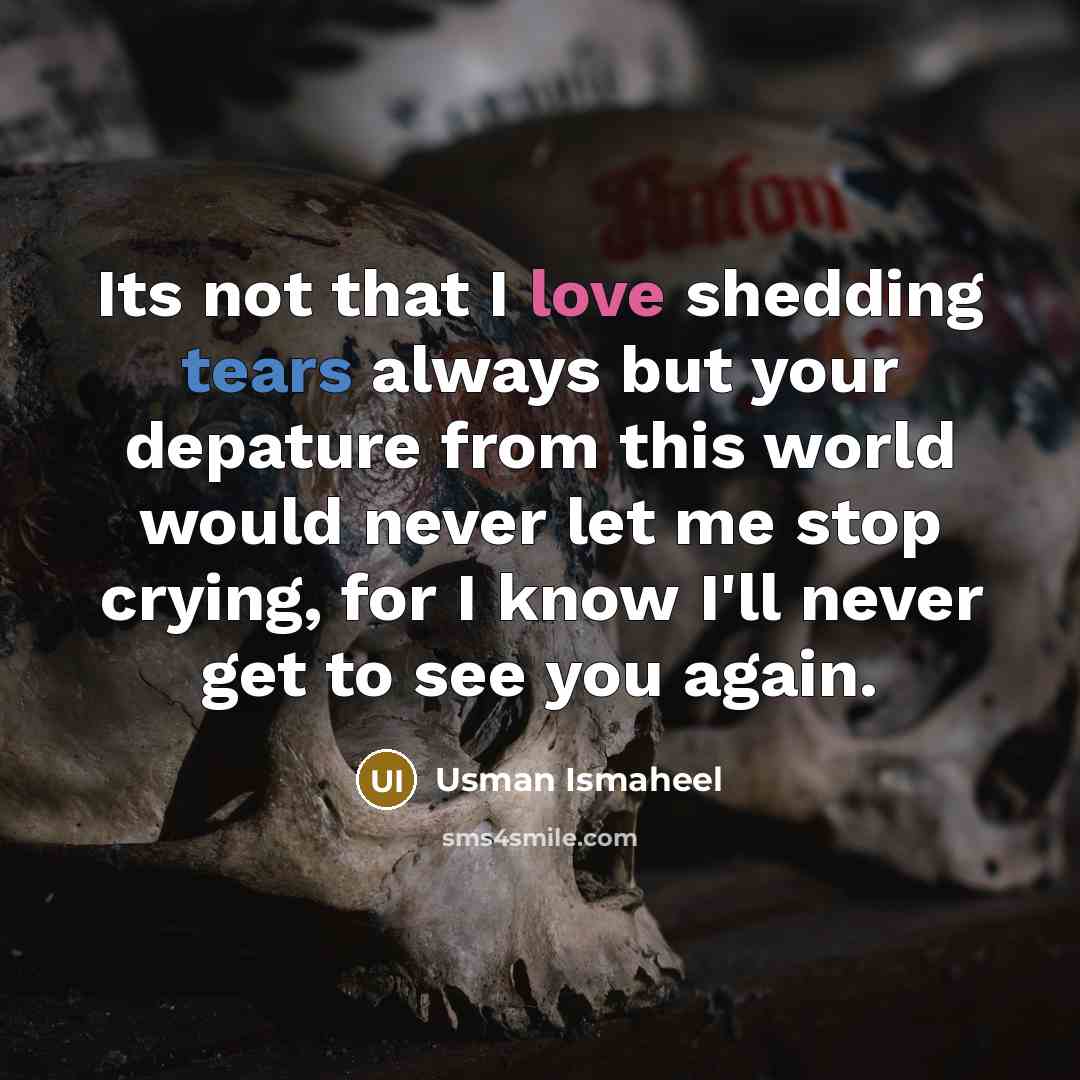 “Its not that I love shedding tears always but your…” quote by Usman Ismaheel