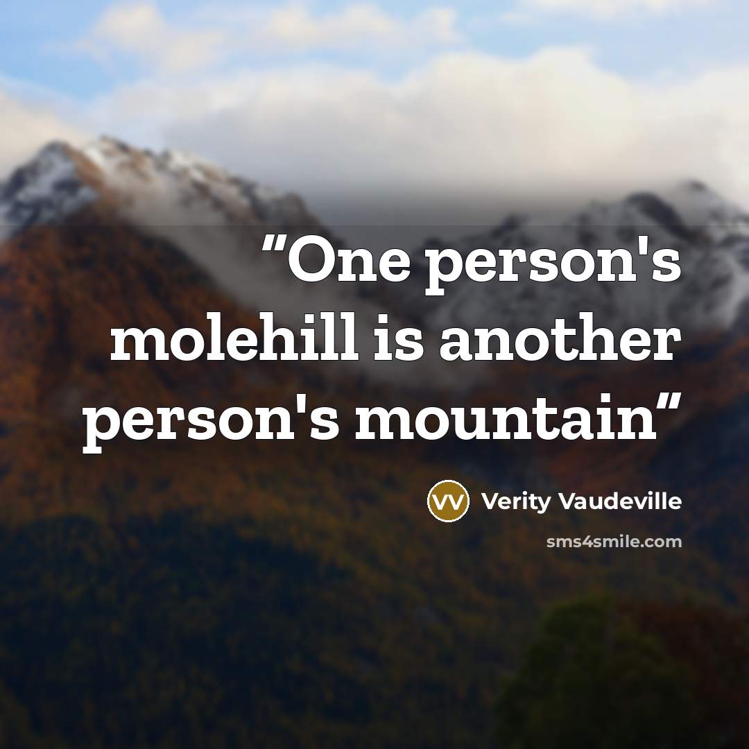 “One person's molehill is another person's mountain” quote by Verity Vaudeville
