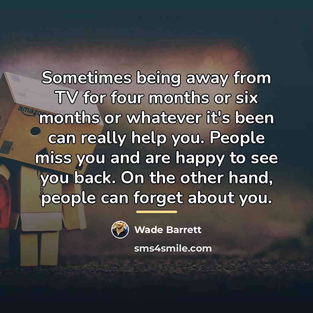 “Sometimes being away from TV for four months or six…” quote by Wade Barrett