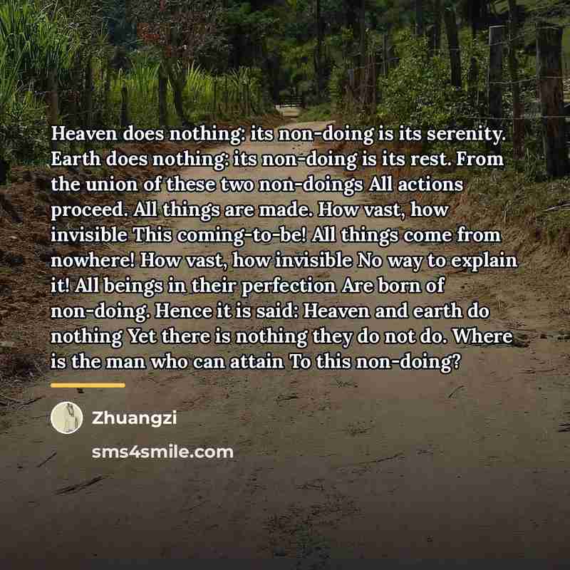 “Heaven does nothing: its non-doing is its serenity. Earth does…” quote by Zhuangzi