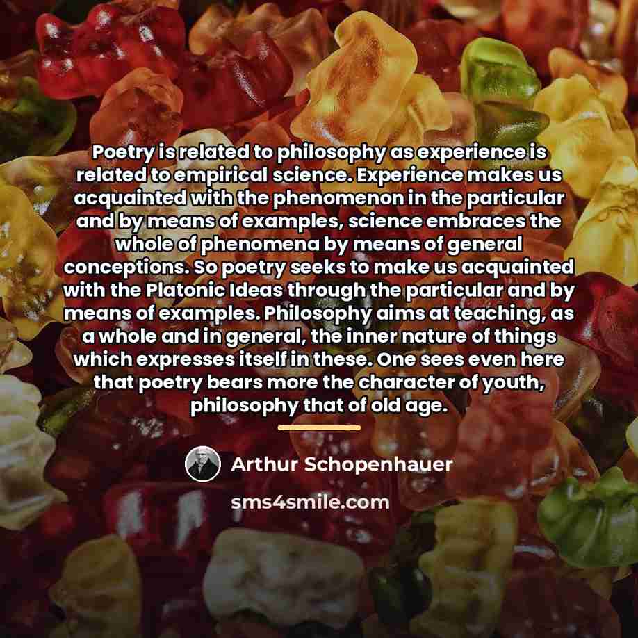 “Poetry is related to philosophy as experience is related to…” quote by Arthur Schopenhauer