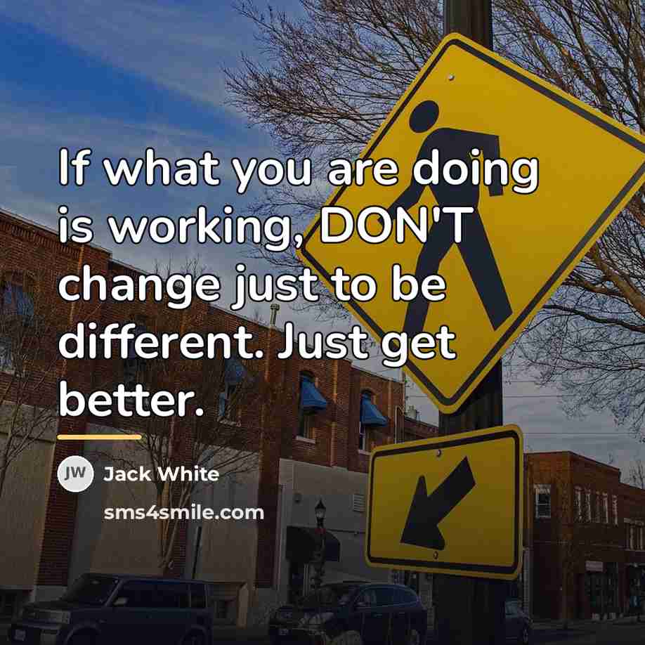“If what you are doing is working, DON'T change just…” quote by Jack White