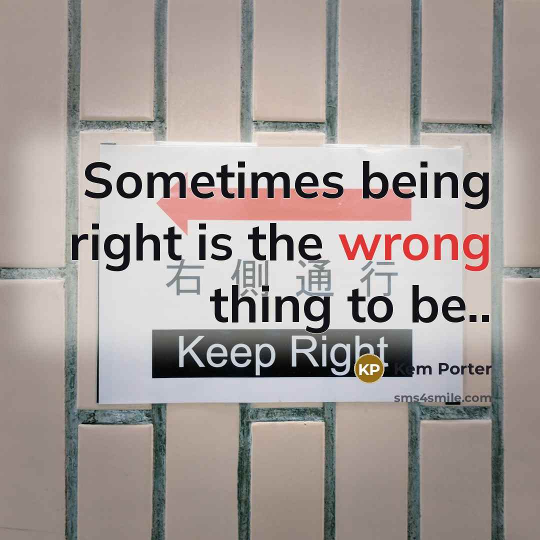 “Sometimes being right is the wrong thing to be..” quote by Kem Porter