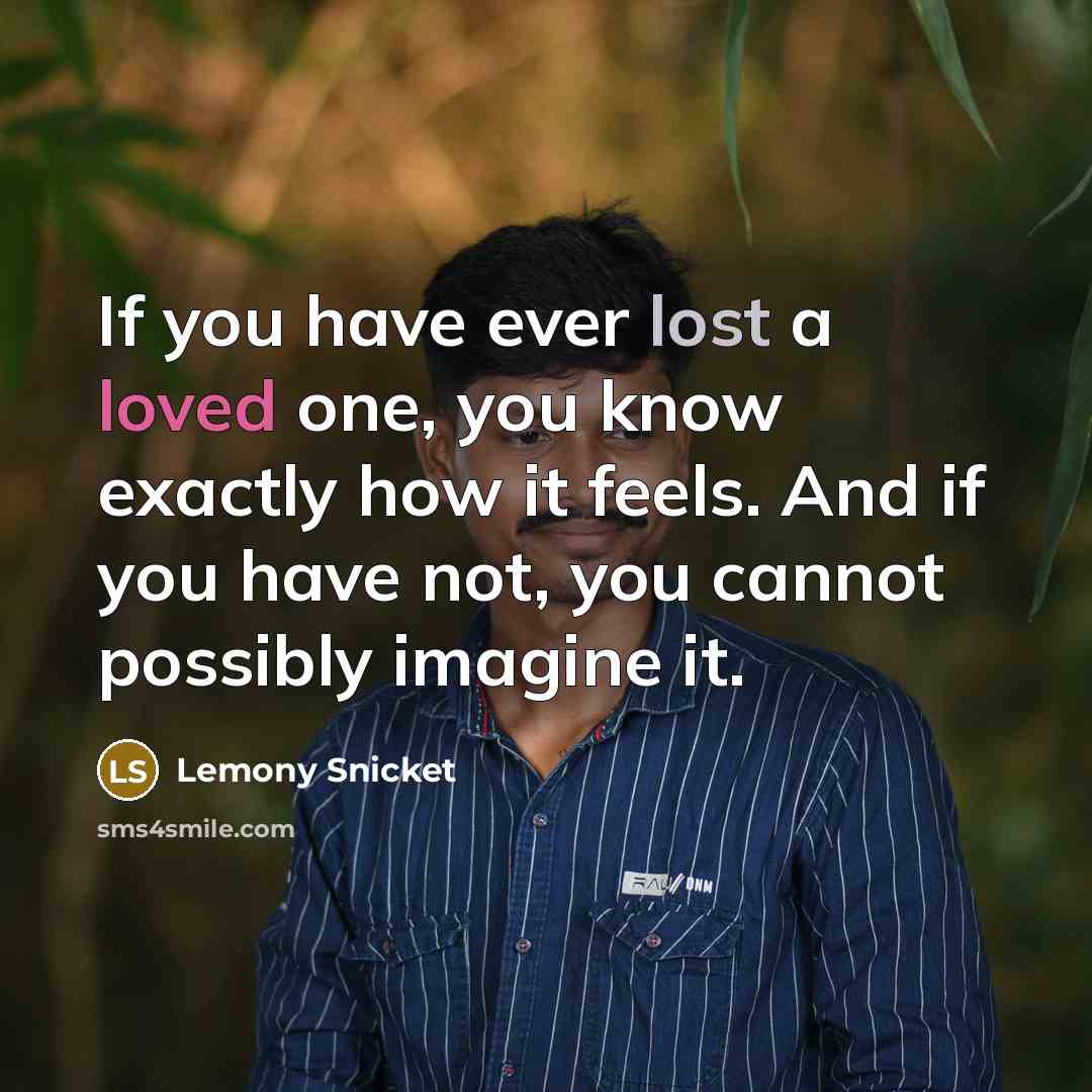 “If you have ever lost a loved one, you know…” quote by Lemony Snicket