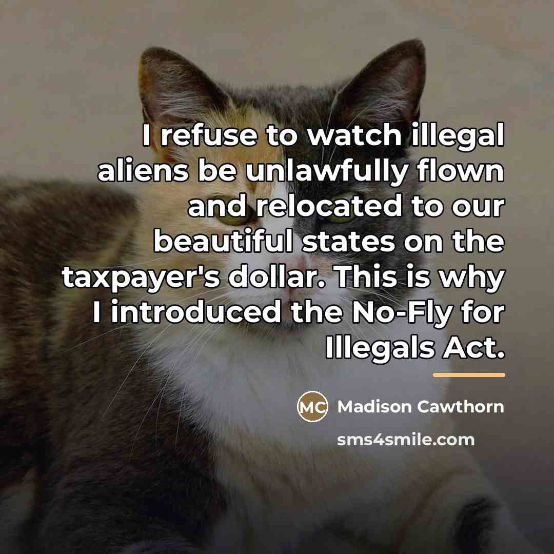 “I refuse to watch illegal aliens be unlawfully flown and…” quote by Madison Cawthorn