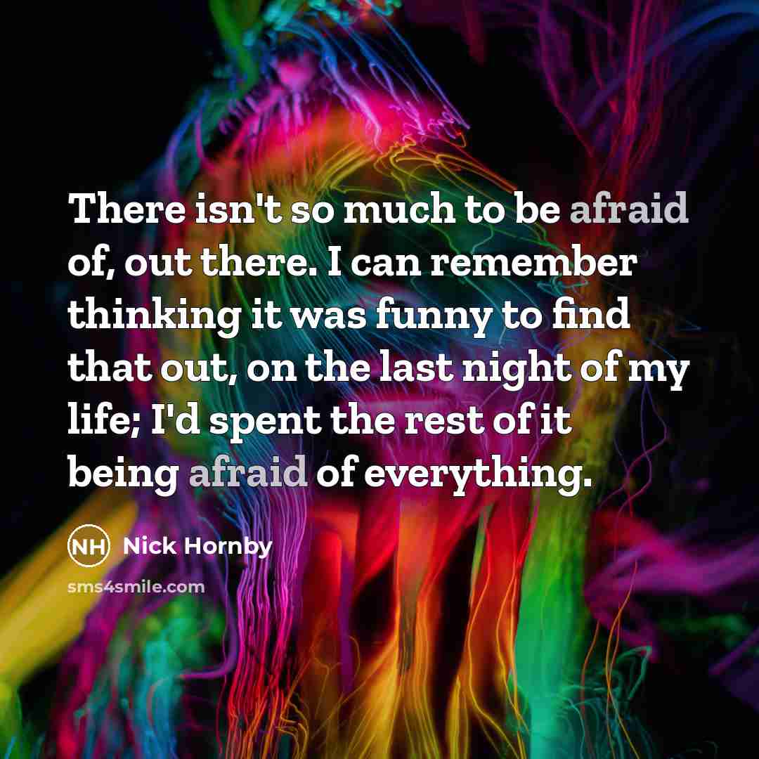 “There isn't so much to be afraid of, out there.…” quote by Nick Hornby