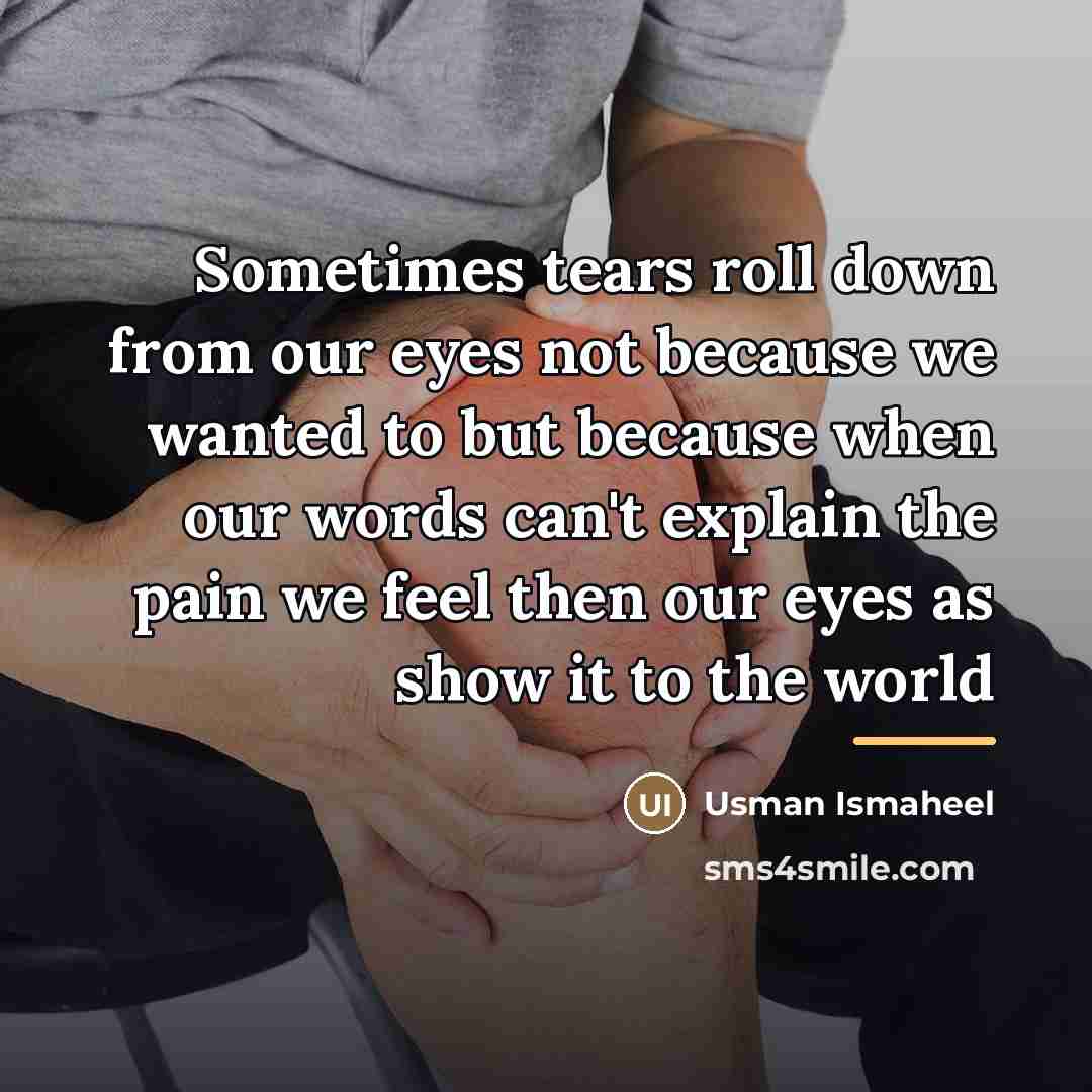 “Sometimes tears roll down from our eyes not because we…” quote by Usman Ismaheel