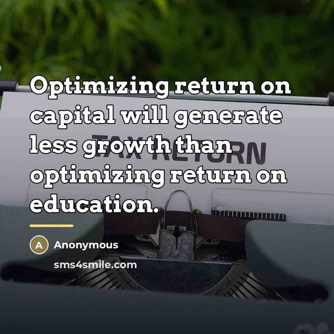 “Optimizing return on capital will generate less growth than optimizing…” quote by Anonymous
