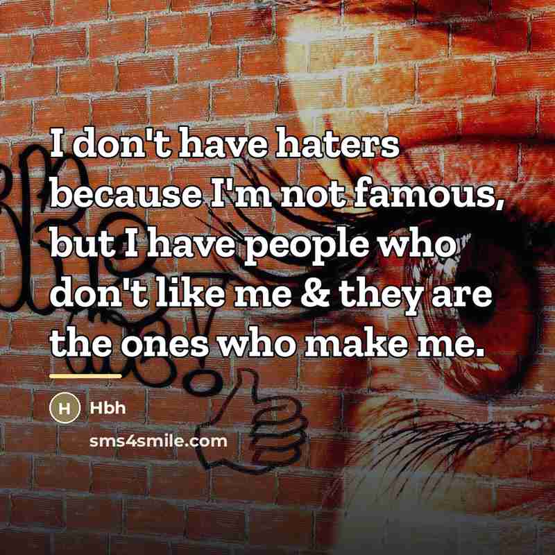 “I don't have haters because I'm not famous, but I…” quote by Hbh