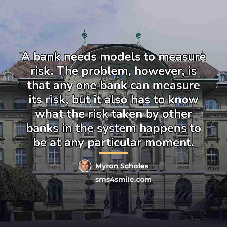 “A bank needs models to measure risk. The problem, however,…” quote by Myron Scholes