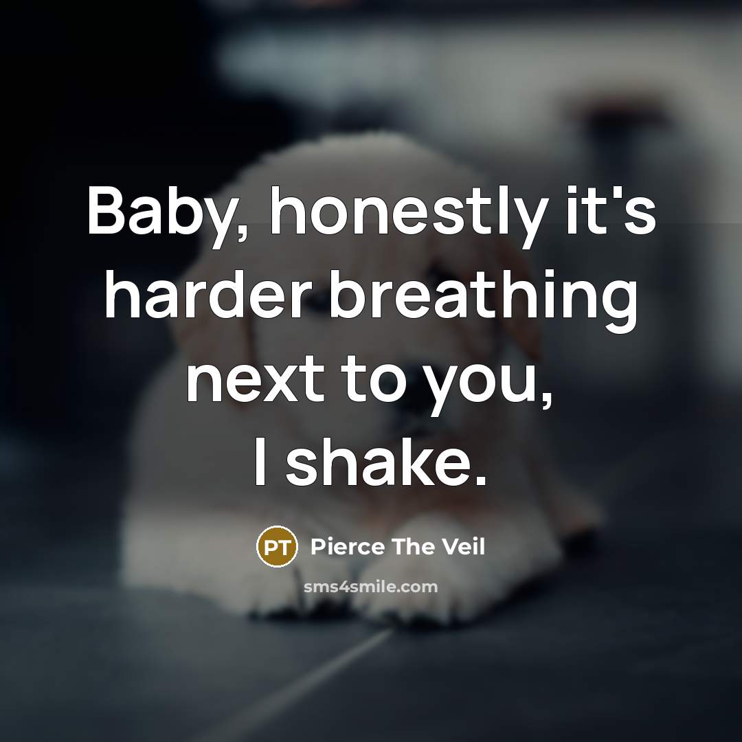 “Baby, honestly it's harder breathing next to you, I shake.…” quote by Pierce The Veil