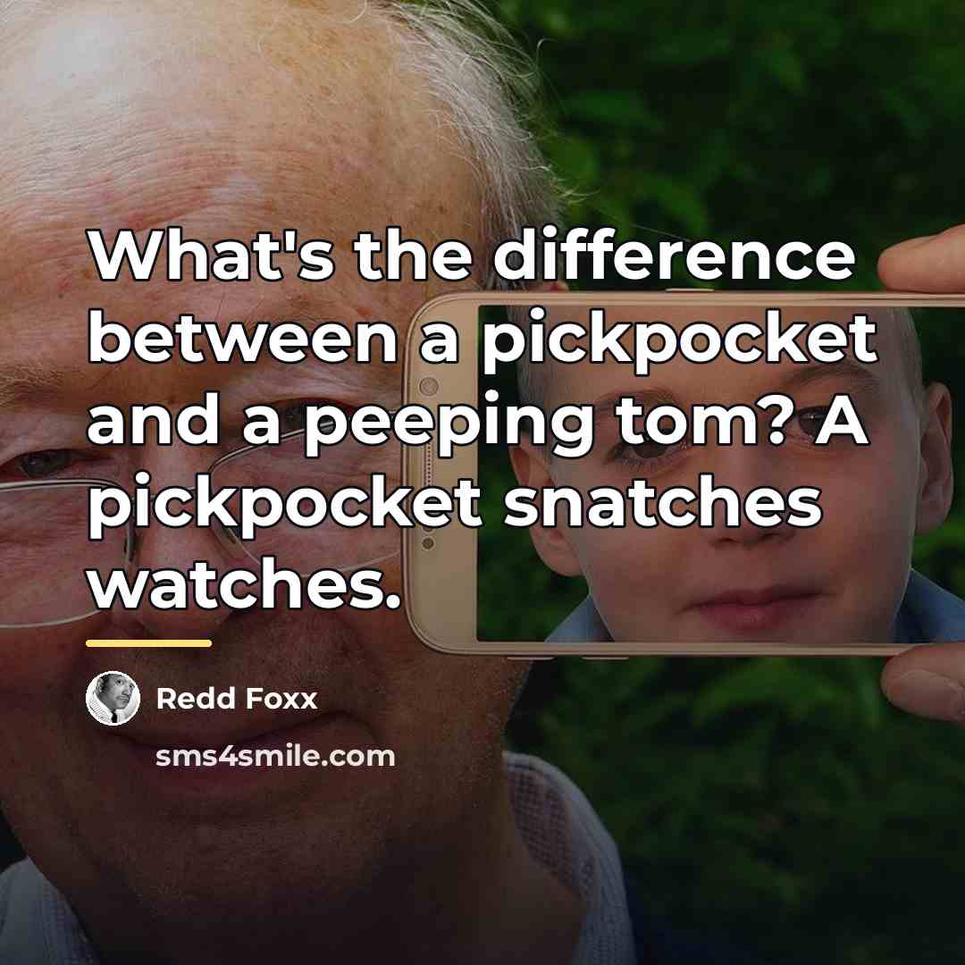 “What's the difference between a pickpocket and a peeping tom?…” quote by Redd Foxx