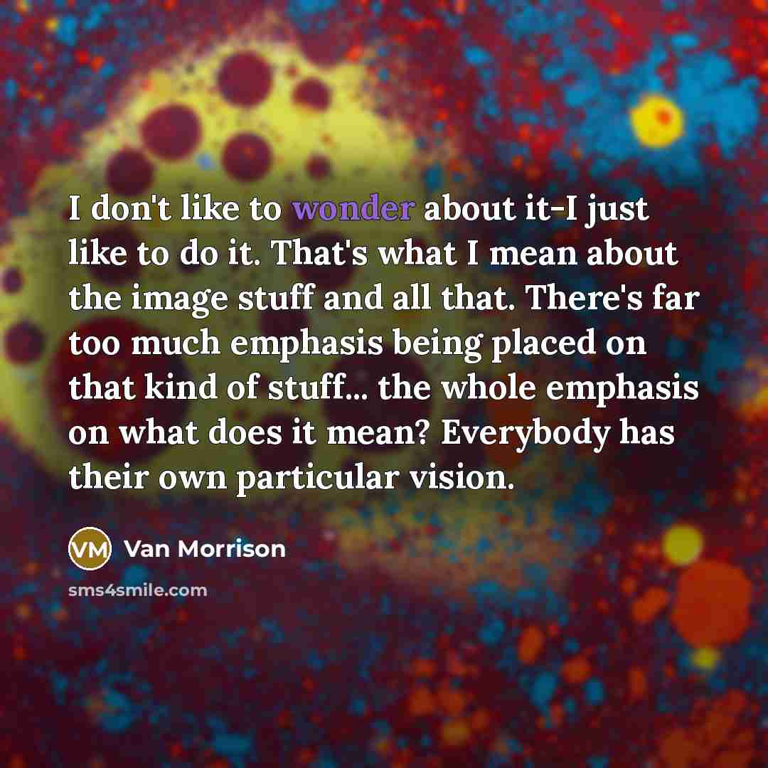 “I don't like to wonder about it-I just like to…” quote by Van Morrison
