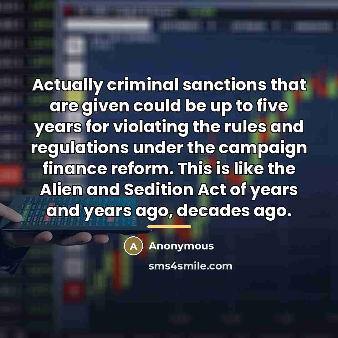 “Actually criminal sanctions that are given could be up to…” quote by Anonymous