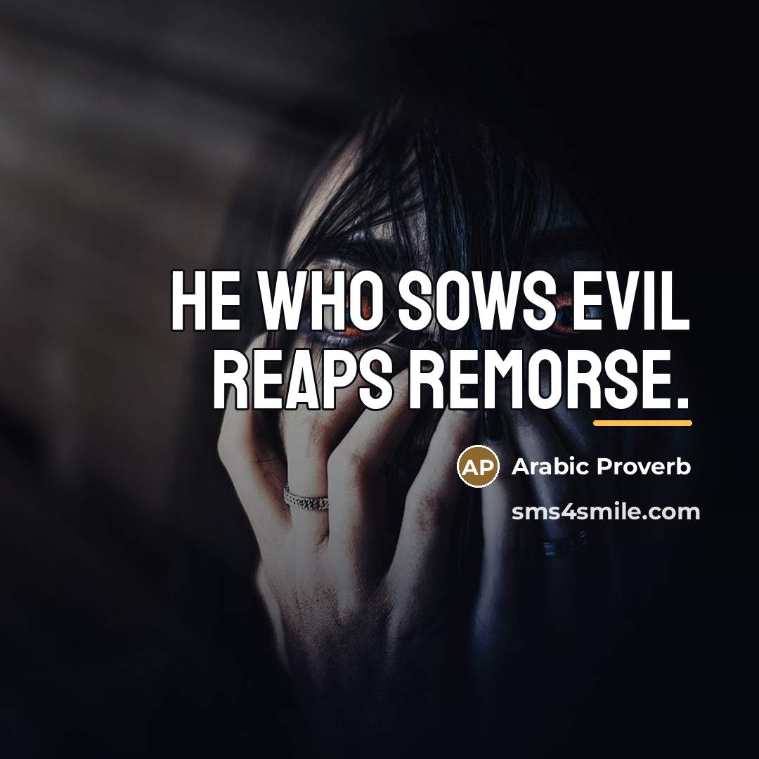 “He who sows evil reaps remorse.…” quote by Arabic Proverb
