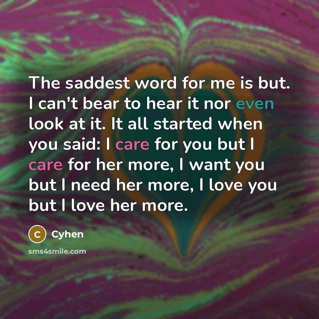 “The saddest word for me is but. I can't bear…” quote by Cyhen