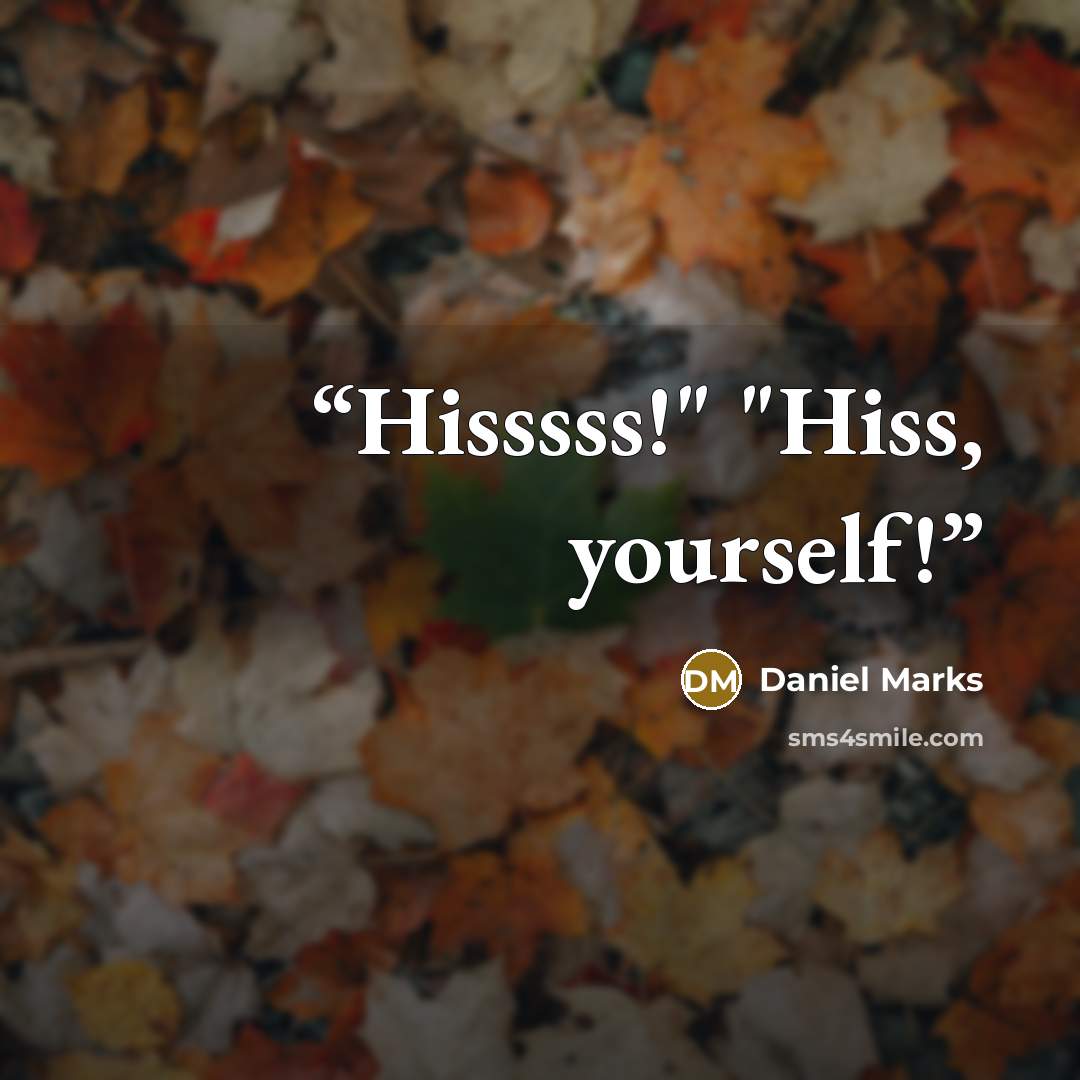 “Hisssss!" "Hiss, yourself!” quote by Daniel Marks