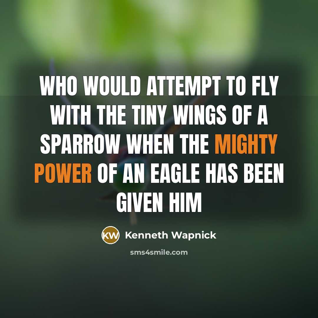 “Who would attempt to fly with the tiny wings of a sparrow when the mighty power of an eagle has been given him” quote by Kenneth Wapnick