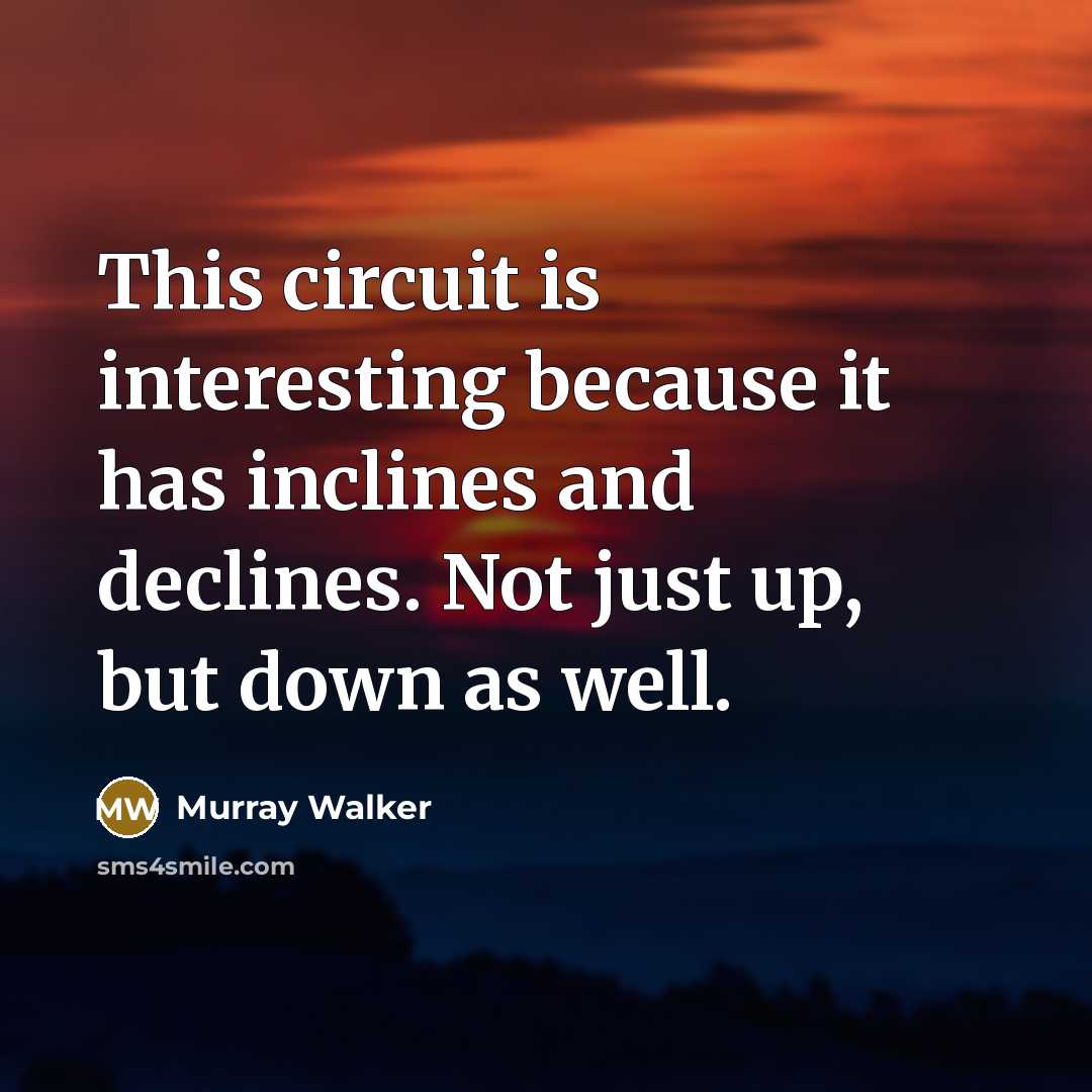 “This circuit is interesting because it has inclines and declines. Not just up, but down as well.” quote by Murray Walker